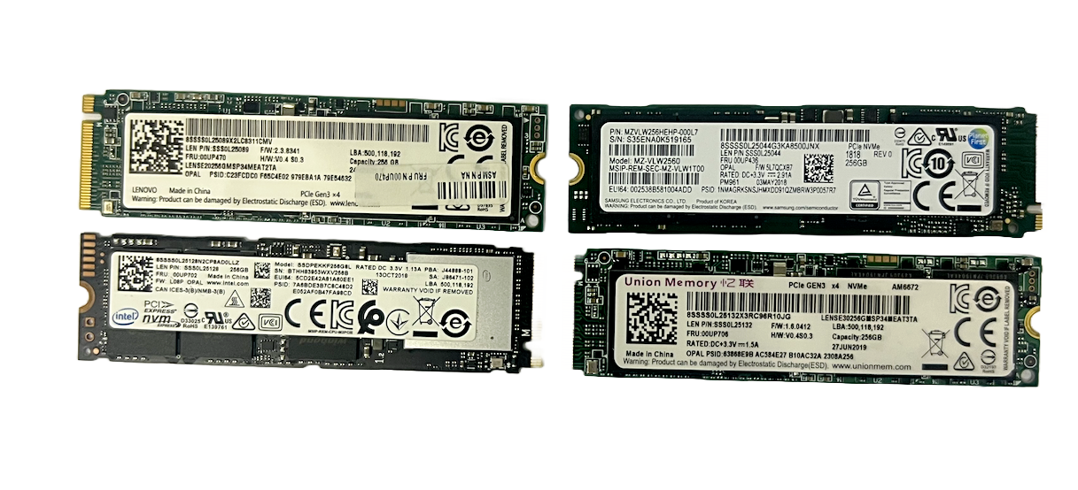 NVME 256GB SSD M.2 PCIe Solid State Drive Mixed Brands Samsung Lenovo Intel