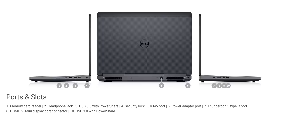 Dell Precision 7720 laptop core i7 Turbo 3.9GHz 32GB 512GB SSD+ 1TB HDD 17.3" FHD GAMING 6GB GRAPHICS